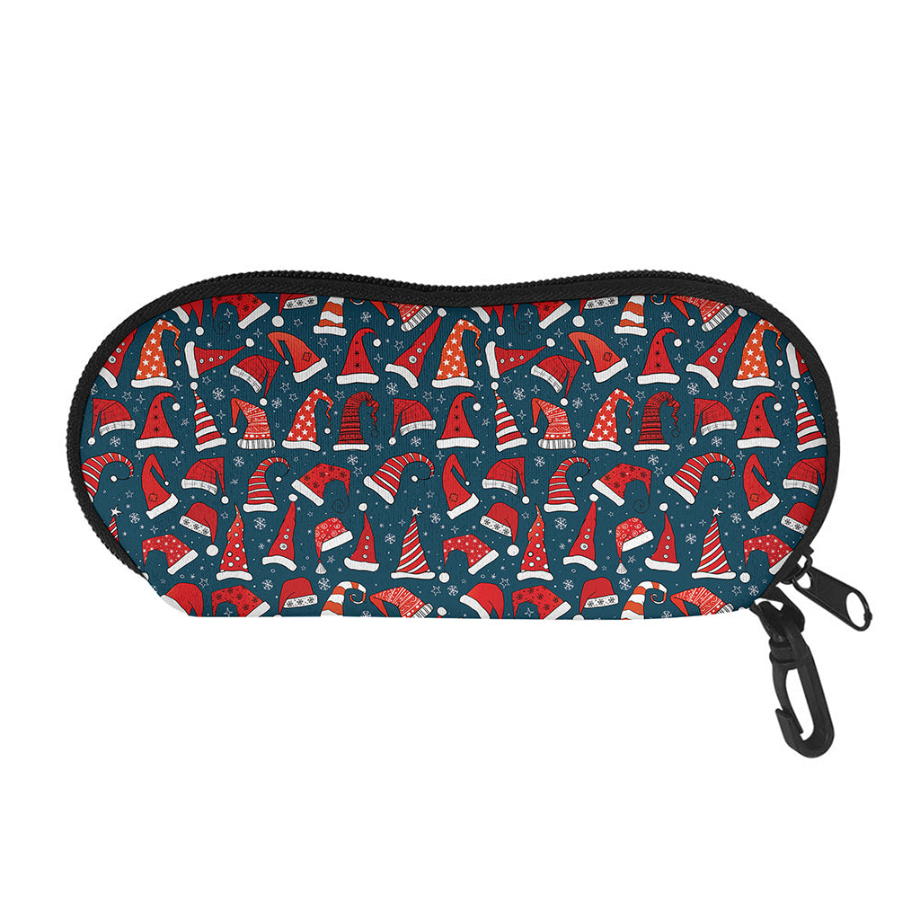 Christmas Santa Hats Pattern Print Glasses Case