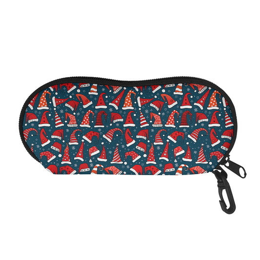 Christmas Santa Hats Pattern Print Glasses Case