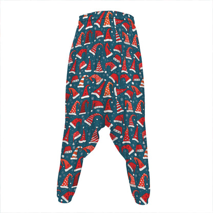 Christmas Santa Hats Pattern Print Hammer Pants