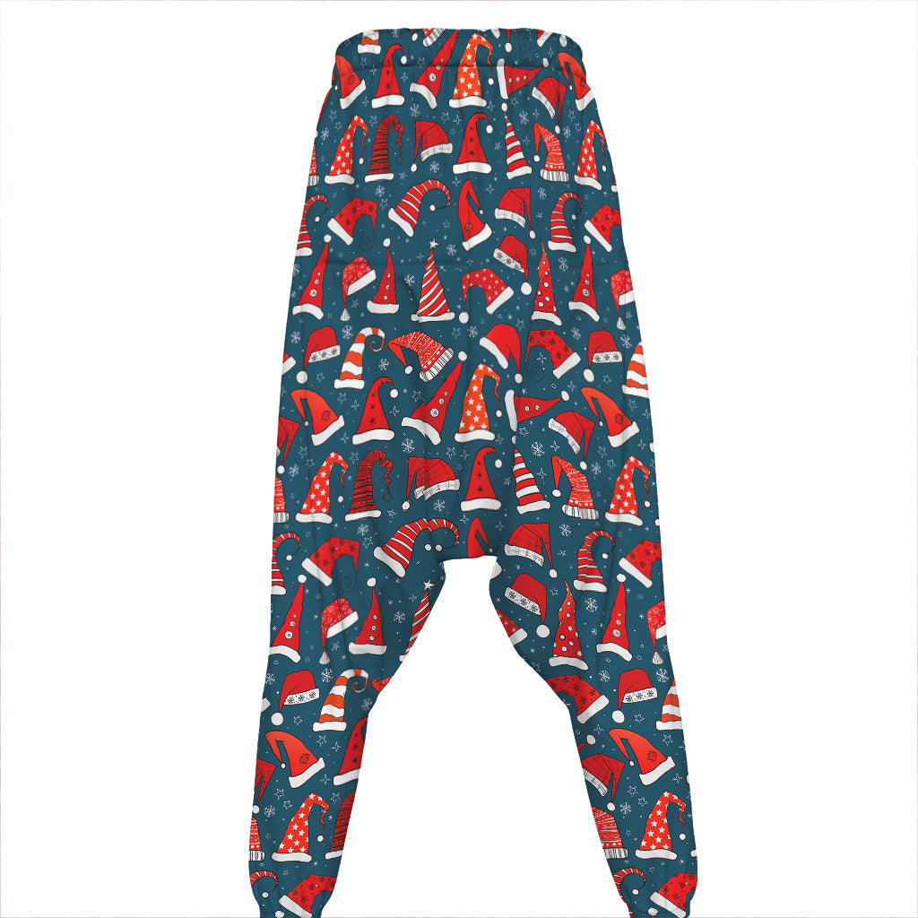 Christmas Santa Hats Pattern Print Hammer Pants