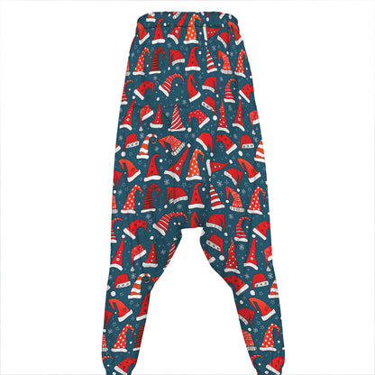 Christmas Santa Hats Pattern Print Hammer Pants
