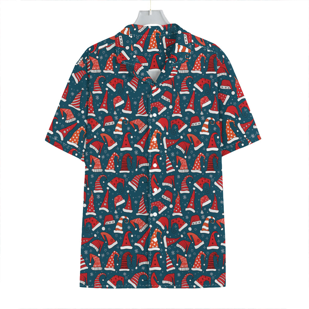Christmas Santa Hats Pattern Print Hawaiian Shirt