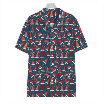 Christmas Santa Hats Pattern Print Hawaiian Shirt