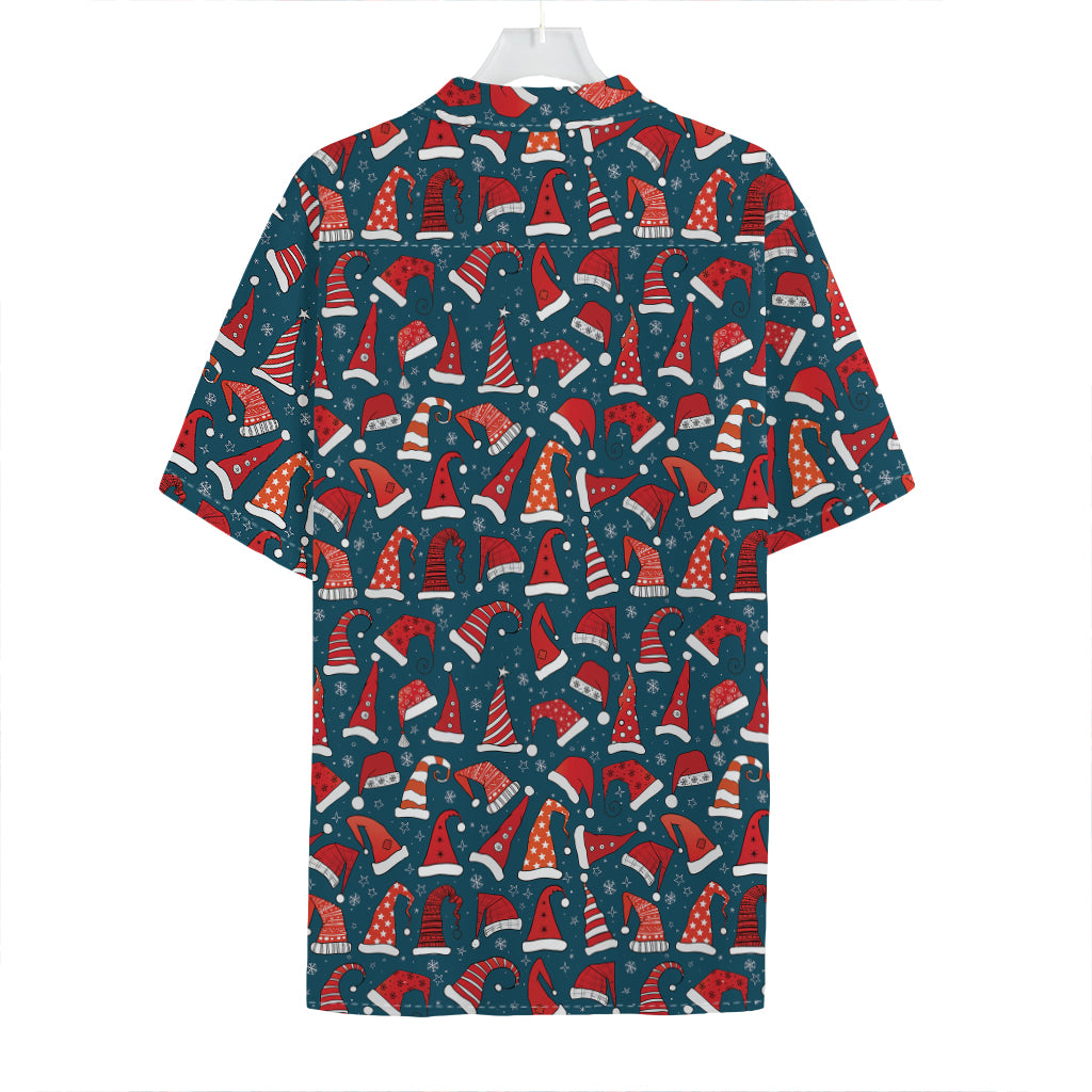 Christmas Santa Hats Pattern Print Hawaiian Shirt