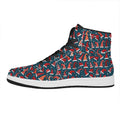 Christmas Santa Hats Pattern Print High Top Leather Sneakers