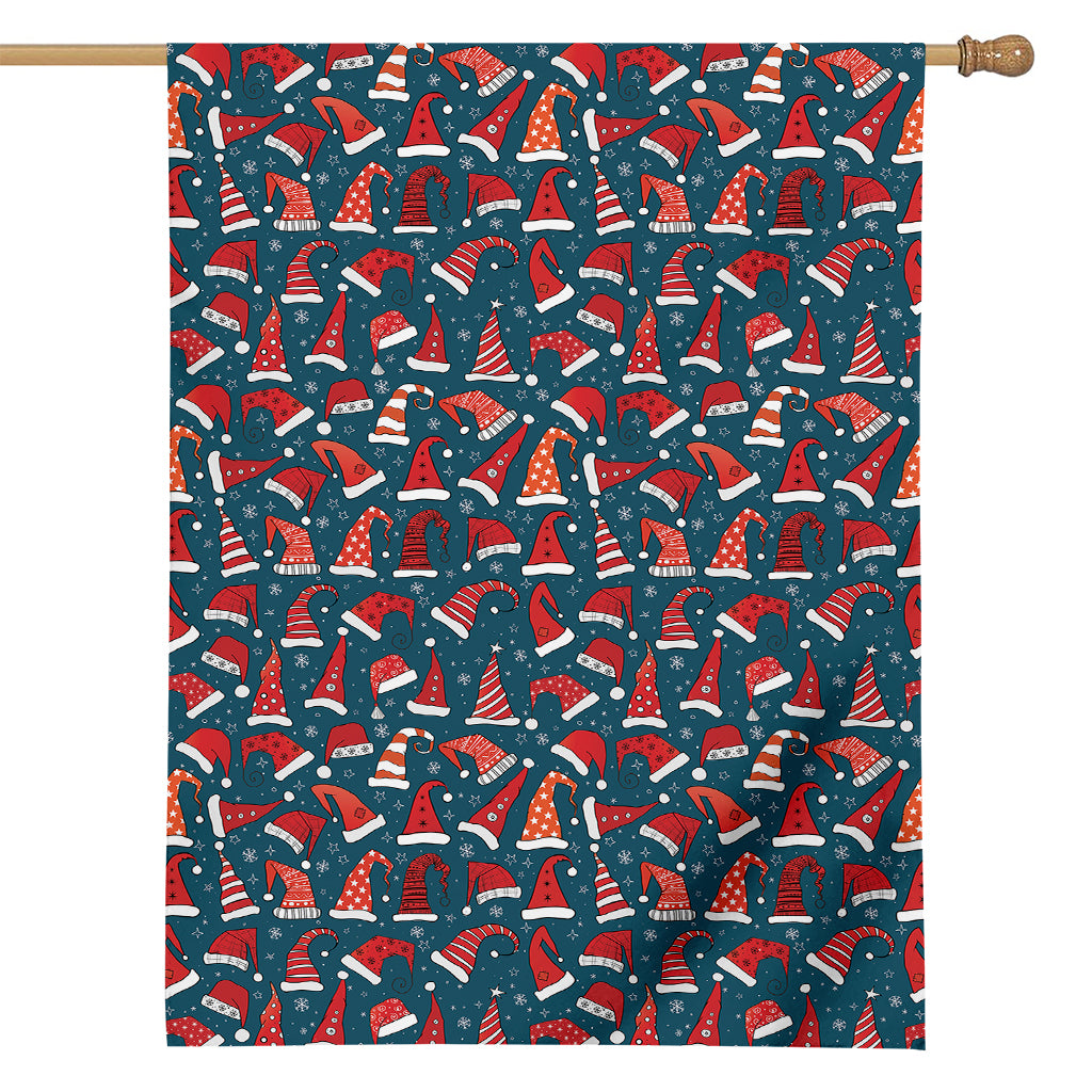 Christmas Santa Hats Pattern Print House Flag