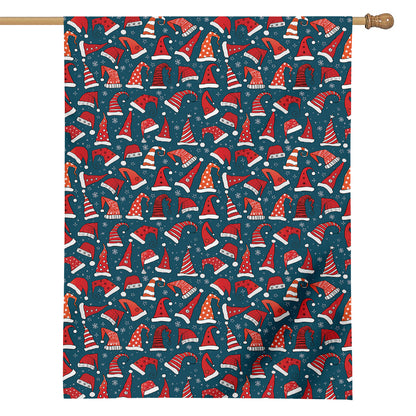 Christmas Santa Hats Pattern Print House Flag