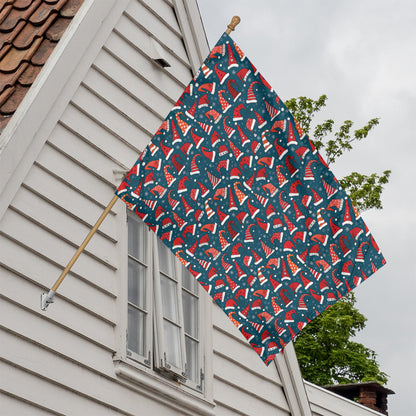 Christmas Santa Hats Pattern Print House Flag