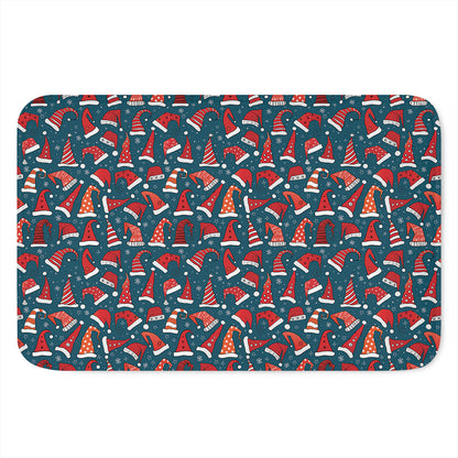 Christmas Santa Hats Pattern Print Indoor Door Mat