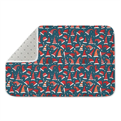 Christmas Santa Hats Pattern Print Indoor Door Mat