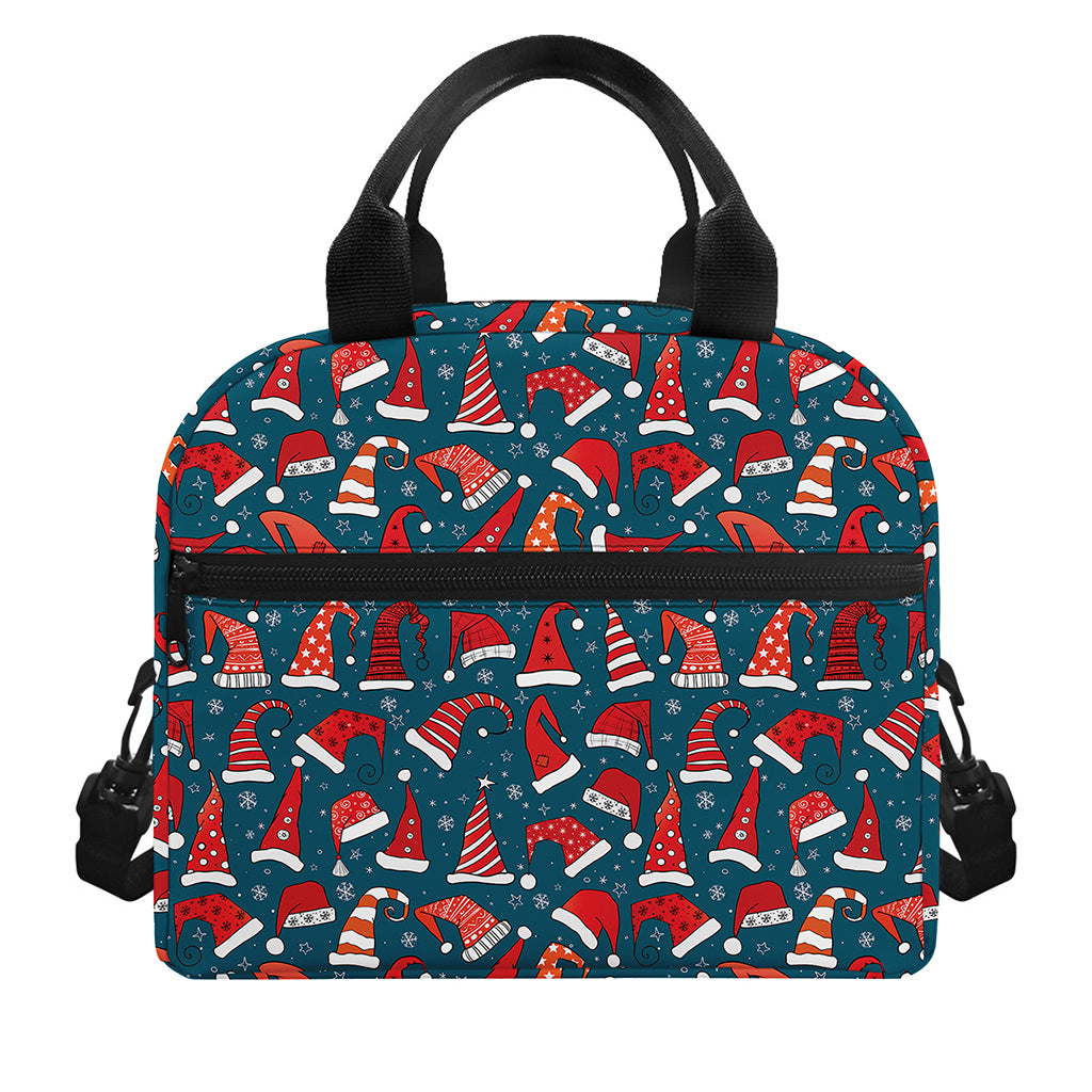 Christmas Santa Hats Pattern Print Insulated Lunch Bag
