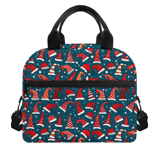 Christmas Santa Hats Pattern Print Insulated Lunch Bag