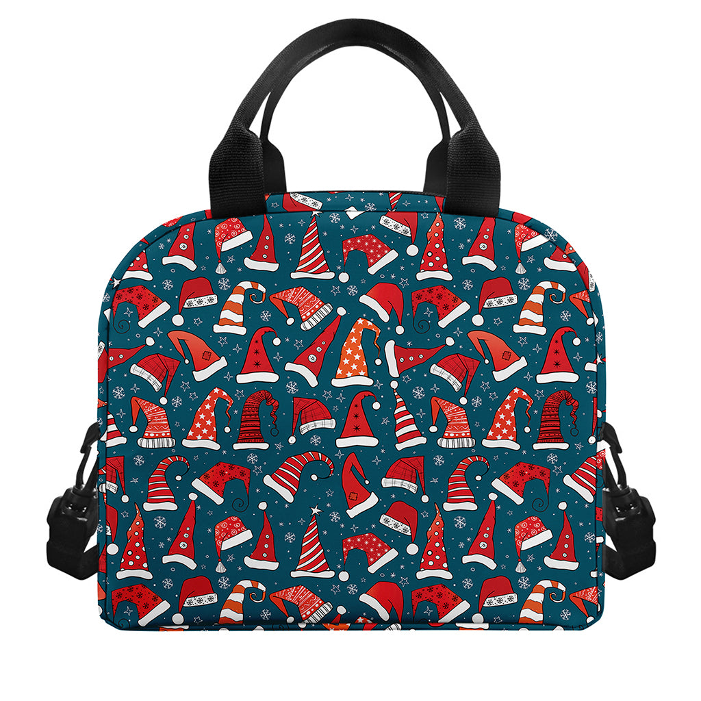 Christmas Santa Hats Pattern Print Insulated Lunch Bag