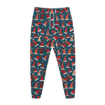 Christmas Santa Hats Pattern Print Jogger Pants