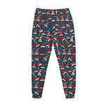 Christmas Santa Hats Pattern Print Jogger Pants