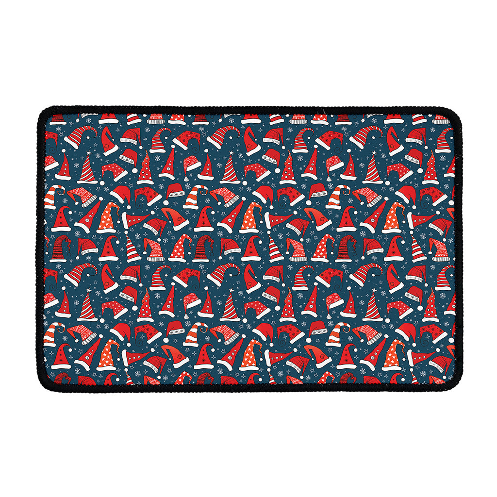 Christmas Santa Hats Pattern Print Kitchen Mat