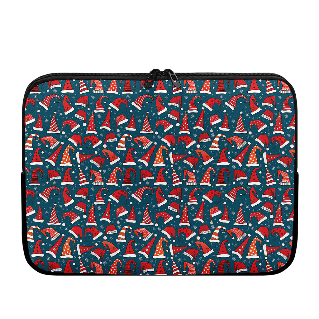 Christmas Santa Hats Pattern Print Laptop Sleeve