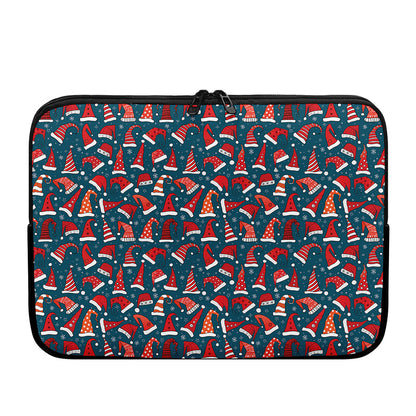 Christmas Santa Hats Pattern Print Laptop Sleeve