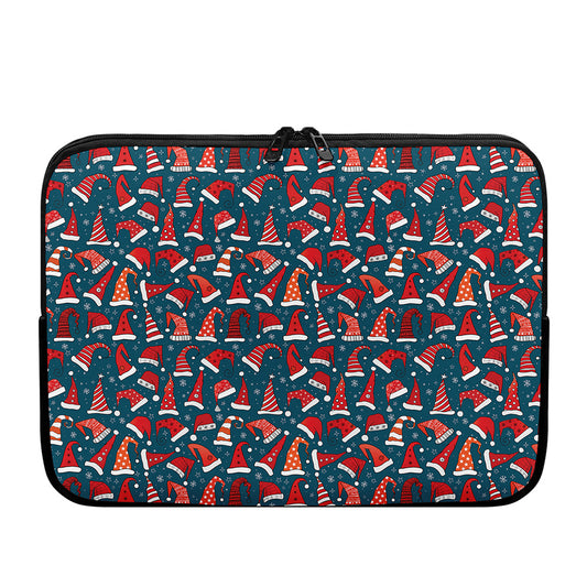 Christmas Santa Hats Pattern Print Laptop Sleeve
