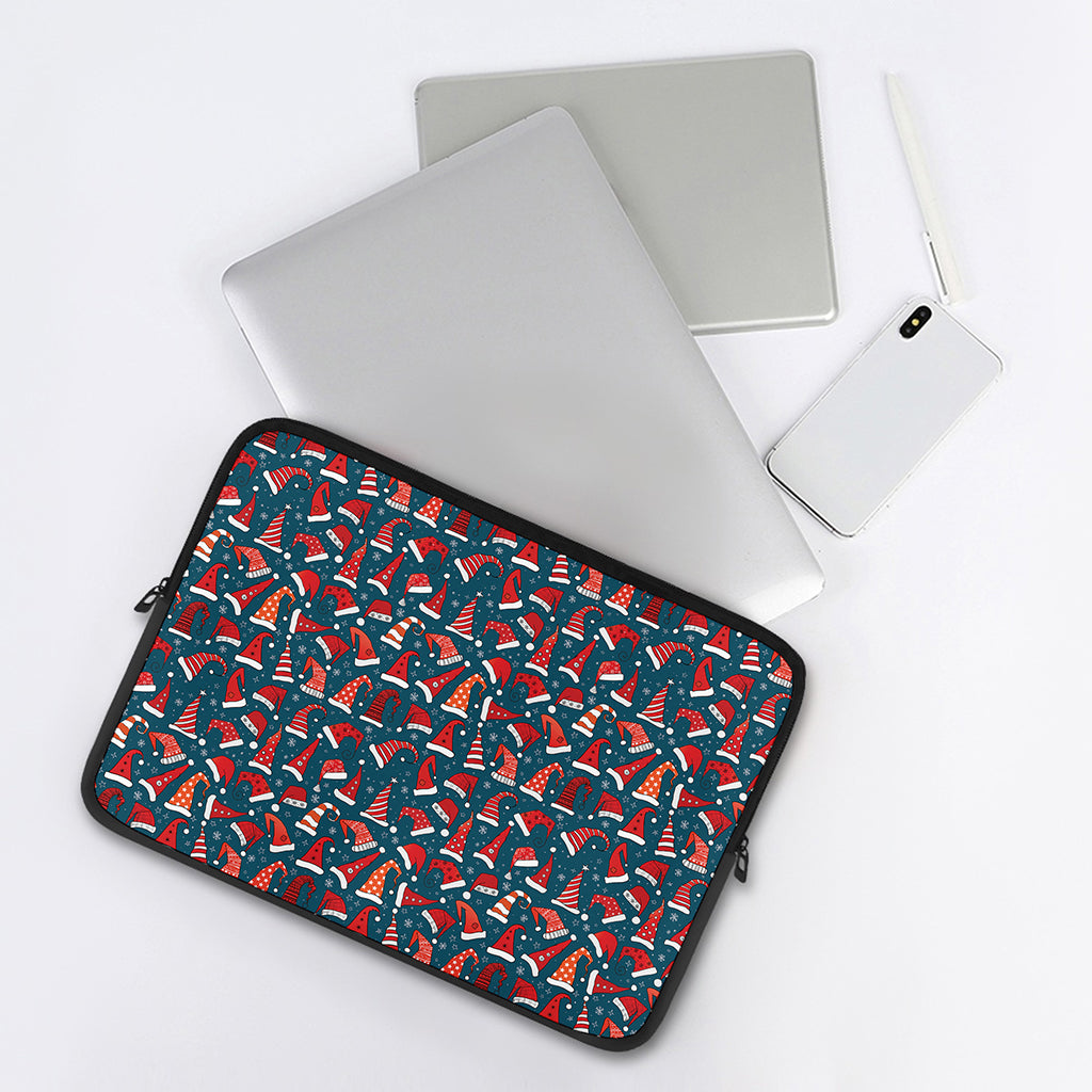 Christmas Santa Hats Pattern Print Laptop Sleeve