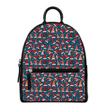 Christmas Santa Hats Pattern Print Leather Backpack
