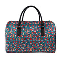 Christmas Santa Hats Pattern Print Leather Duffel Bag