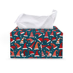 Christmas Santa Hats Pattern Print Leather Tissue Box Cover