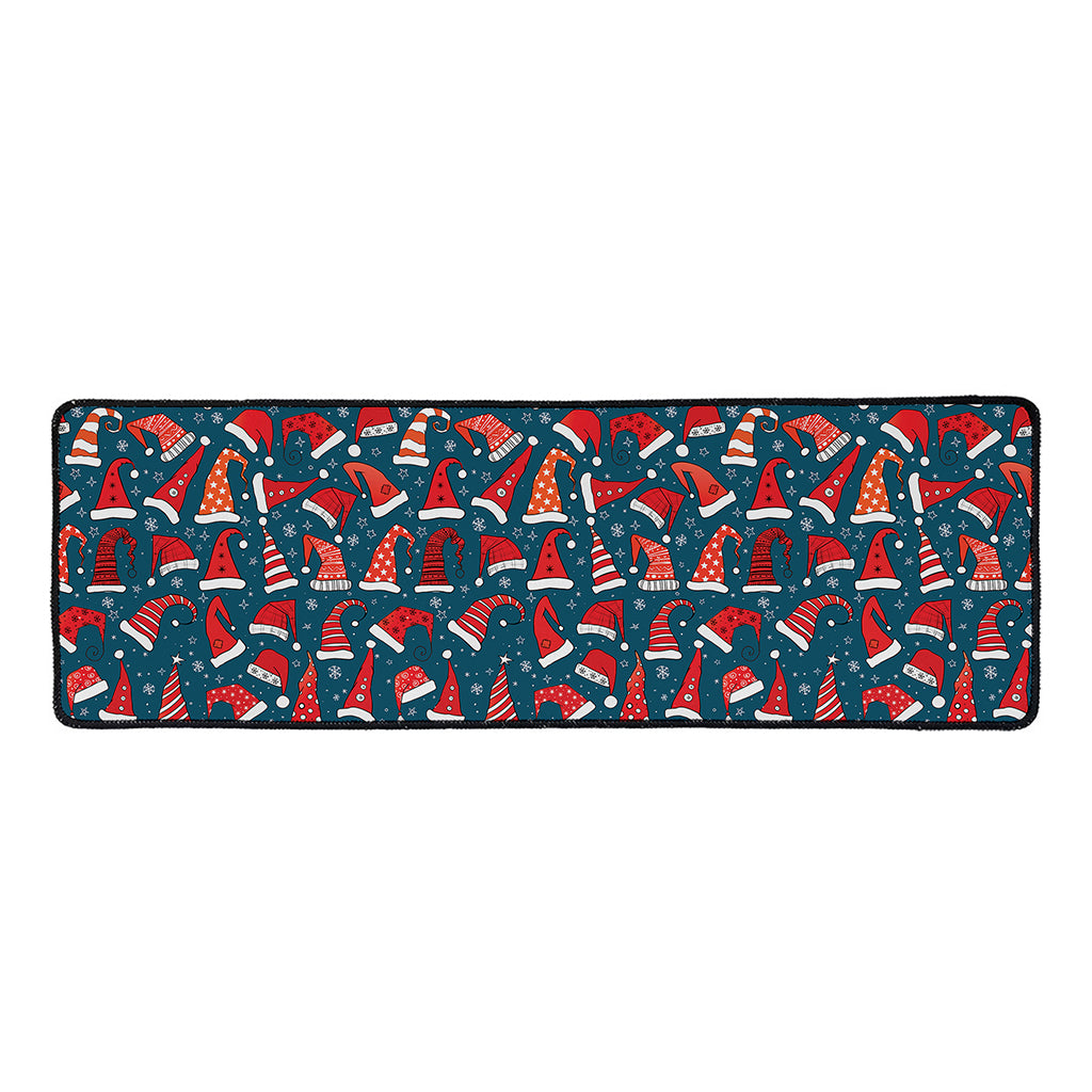 Christmas Santa Hats Pattern Print Long Kitchen Mat
