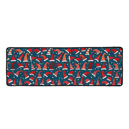 Christmas Santa Hats Pattern Print Long Kitchen Mat