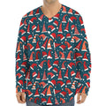 Christmas Santa Hats Pattern Print Long Sleeve Baseball Jersey