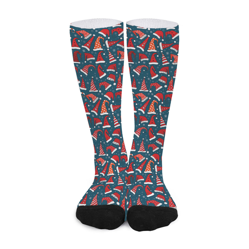 Christmas Santa Hats Pattern Print Long Socks