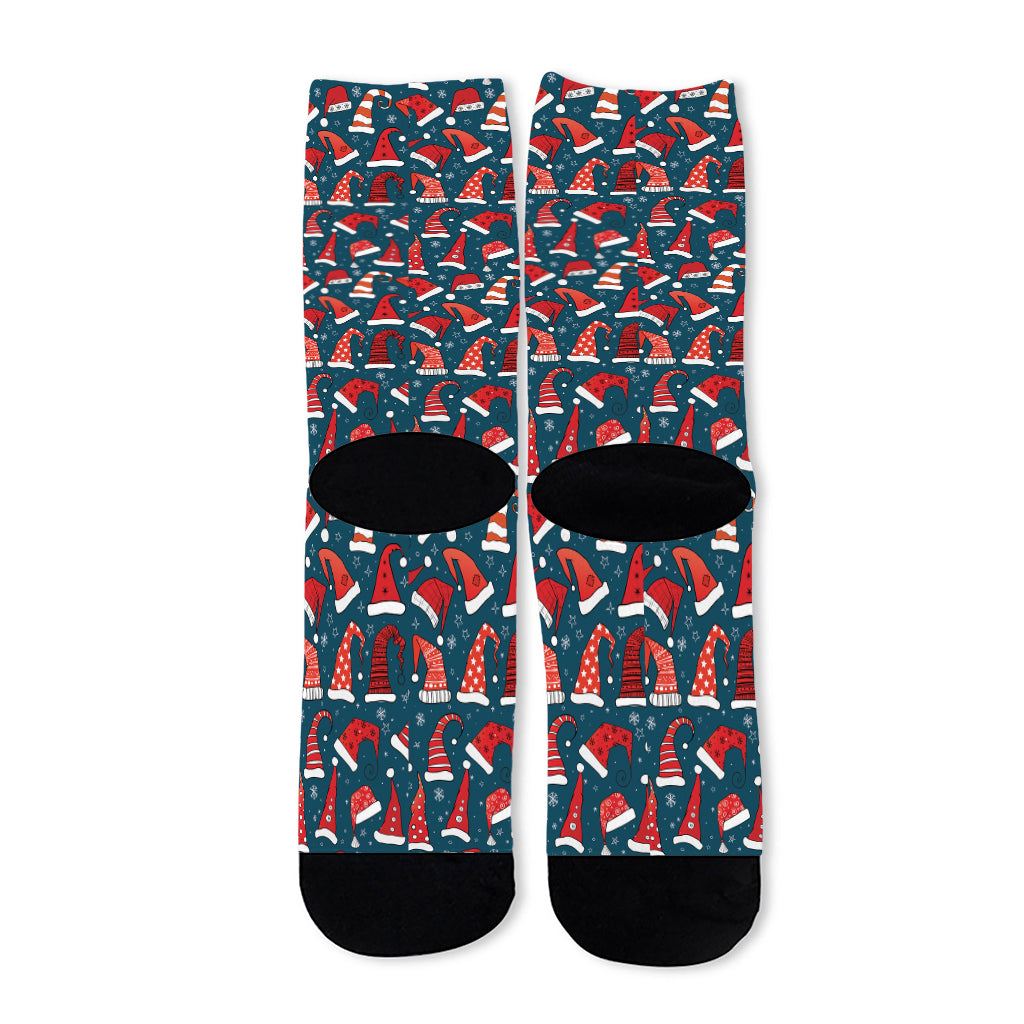 Christmas Santa Hats Pattern Print Long Socks