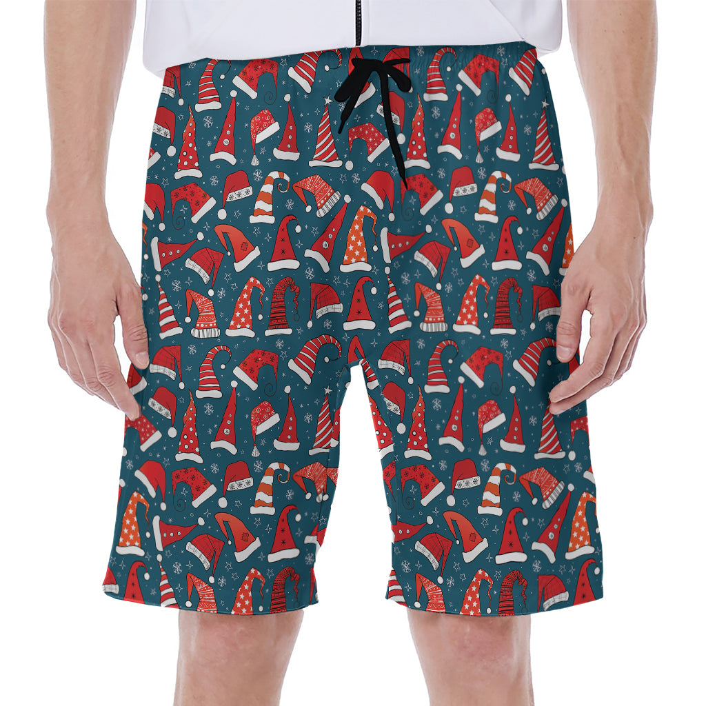 Christmas Santa Hats Pattern Print Men's Beach Shorts