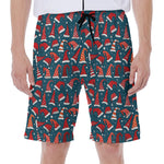 Christmas Santa Hats Pattern Print Men's Beach Shorts