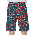Christmas Santa Hats Pattern Print Men's Beach Shorts
