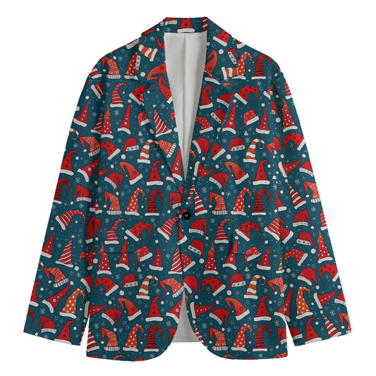 Christmas Santa Hats Pattern Print Men's Blazer