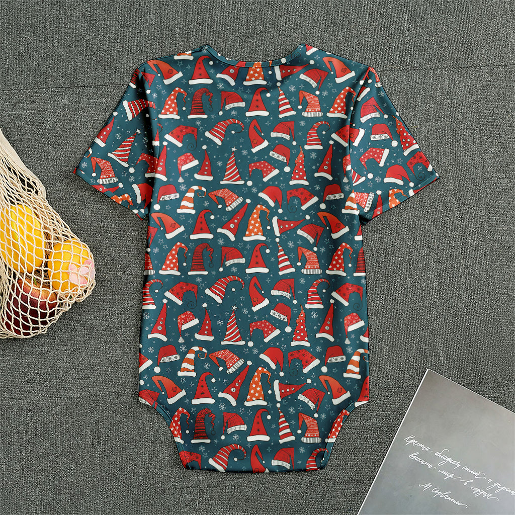 Christmas Santa Hats Pattern Print Men's Bodysuit