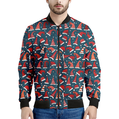 Christmas Santa Hats Pattern Print Men's Bomber Jacket