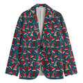 Christmas Santa Hats Pattern Print Men's Cotton Blazer