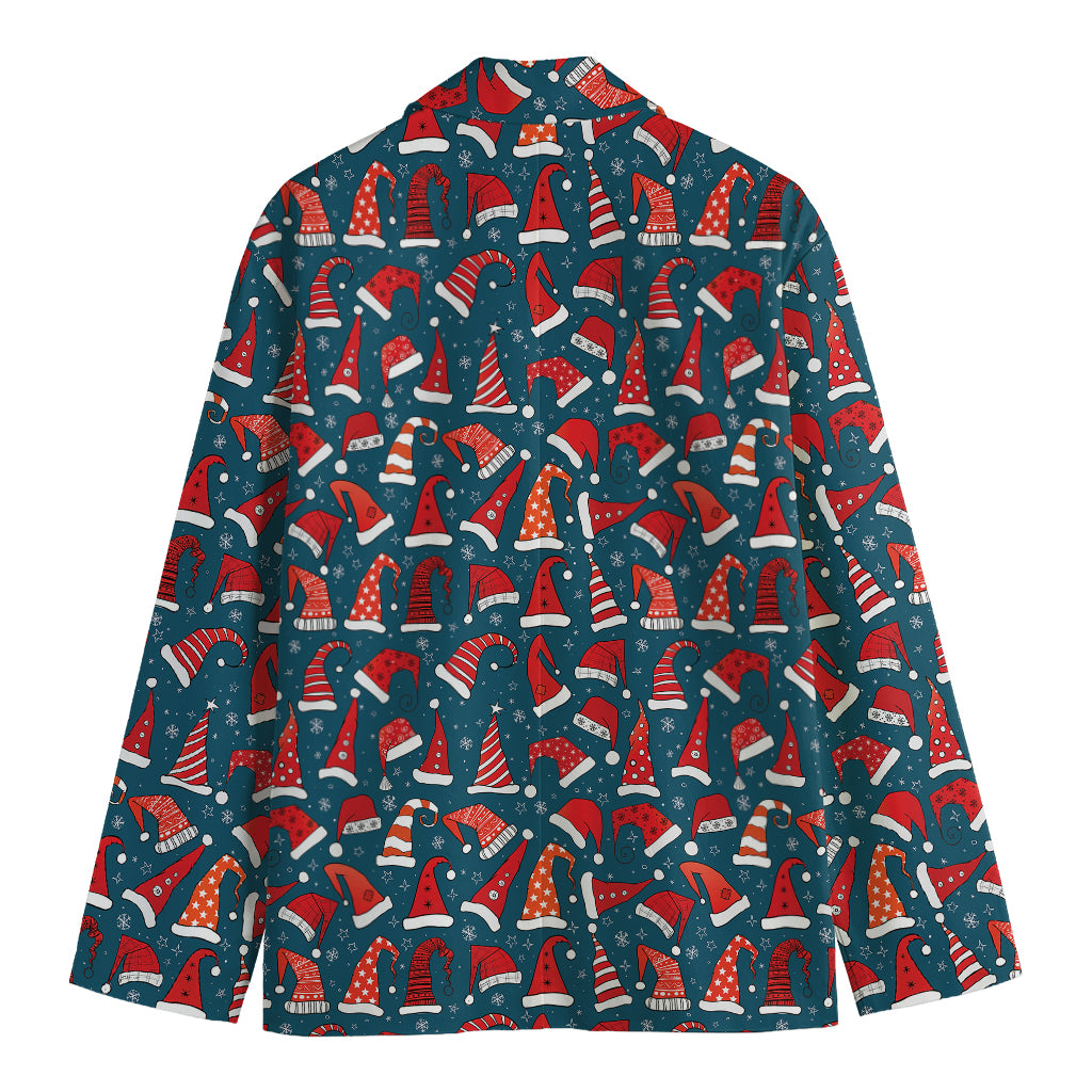 Christmas Santa Hats Pattern Print Men's Cotton Blazer