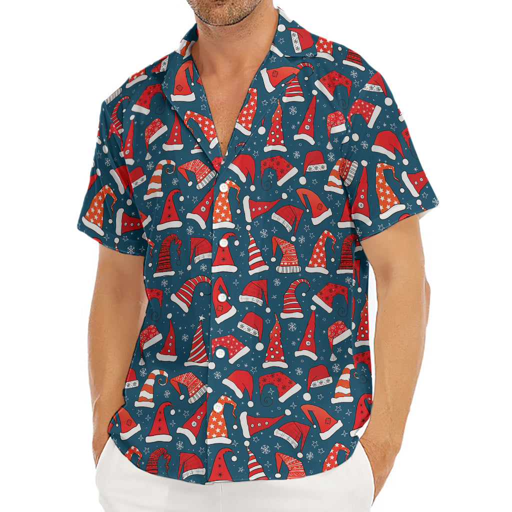 Christmas Santa Hats Pattern Print Men's Deep V-Neck Shirt