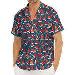 Christmas Santa Hats Pattern Print Men's Deep V-Neck Shirt