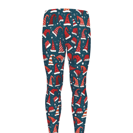 Christmas Santa Hats Pattern Print Men's leggings