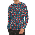 Christmas Santa Hats Pattern Print Men's Long Sleeve Rash Guard