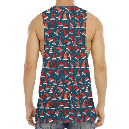 Christmas Santa Hats Pattern Print Men's Muscle Tank Top