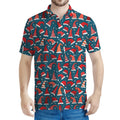 Christmas Santa Hats Pattern Print Men's Polo Shirt