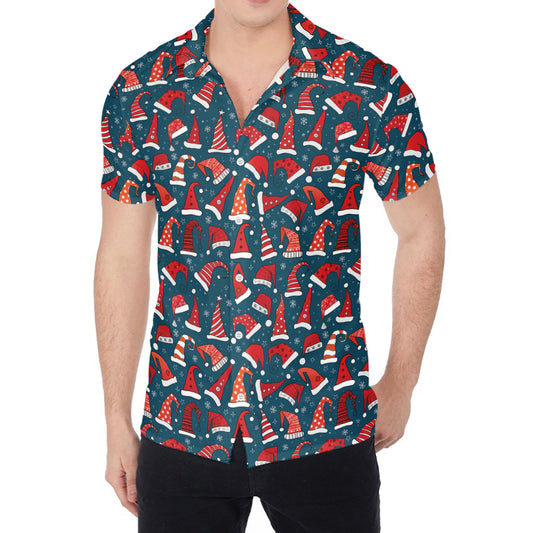 Christmas Santa Hats Pattern Print Men's Shirt