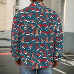 Christmas Santa Hats Pattern Print Men's Shirt Jacket