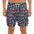 Christmas Santa Hats Pattern Print Men's Split Running Shorts