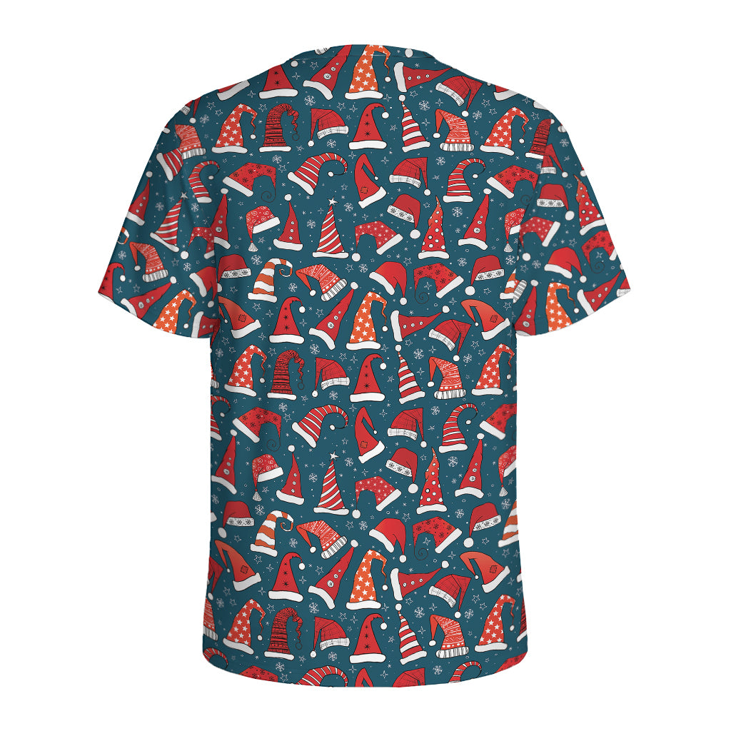 Christmas Santa Hats Pattern Print Men's Sports T-Shirt